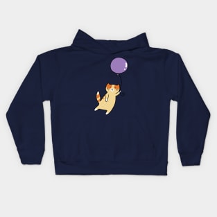 Purple Balloon Orange Tabby Cat Kids Hoodie